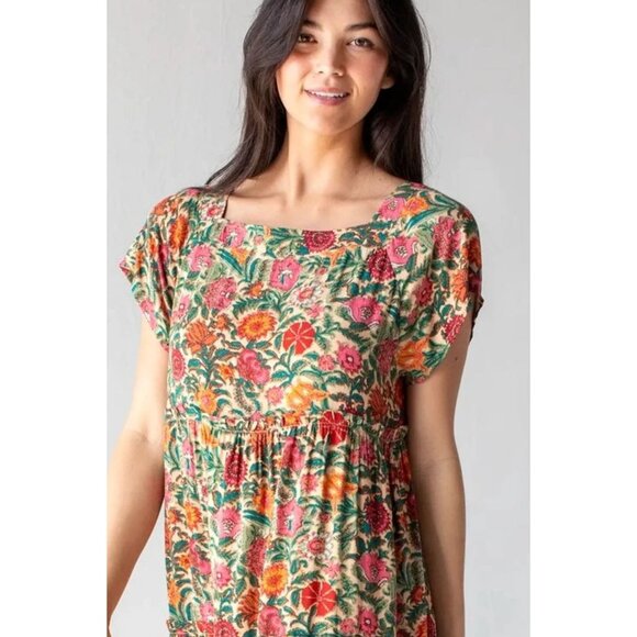 NWT Natural Life Berkley Maxi Dress in Tan Pink Floral Boho Casual Large - Picture 2 of 11